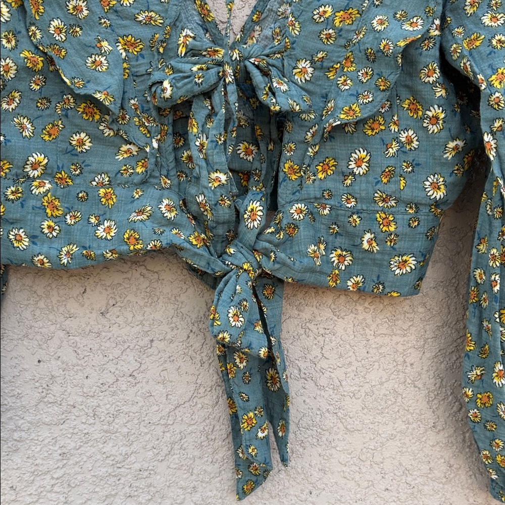 FAVLUX Green Floral Wrap Blouse - Picture 6 of 8